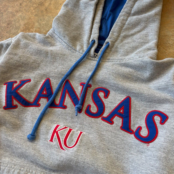 Kansas University Embroidered Hoodie Gray 90's - M hover