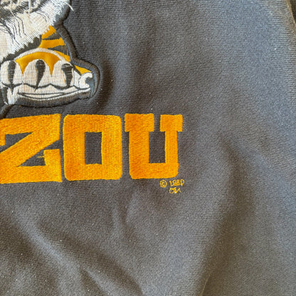 University of Missouri Mizzou Tigers 1980 Embroidered Crewneck 80's - 2XL
