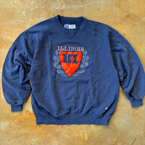 University of Illinois Russell Embroidered Sweatshirt Crewneck 90's - 2XL