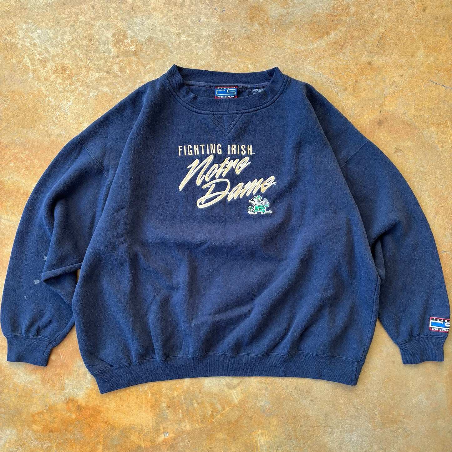 University of Notre Dame Embroidered Boxy Crewneck 90's - 2XL