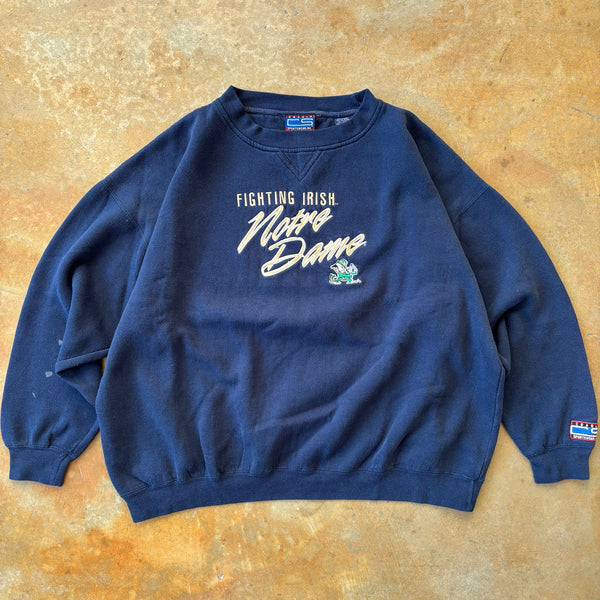University of Notre Dame Embroidered Boxy Crewneck 90's - 2XL