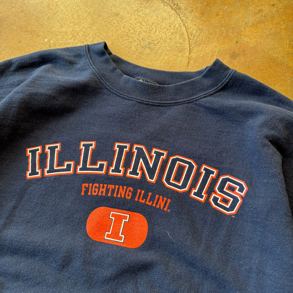 University of Illinois Fighting Illini Center Logo Crewneck Sweatshirt 00's - L hover
