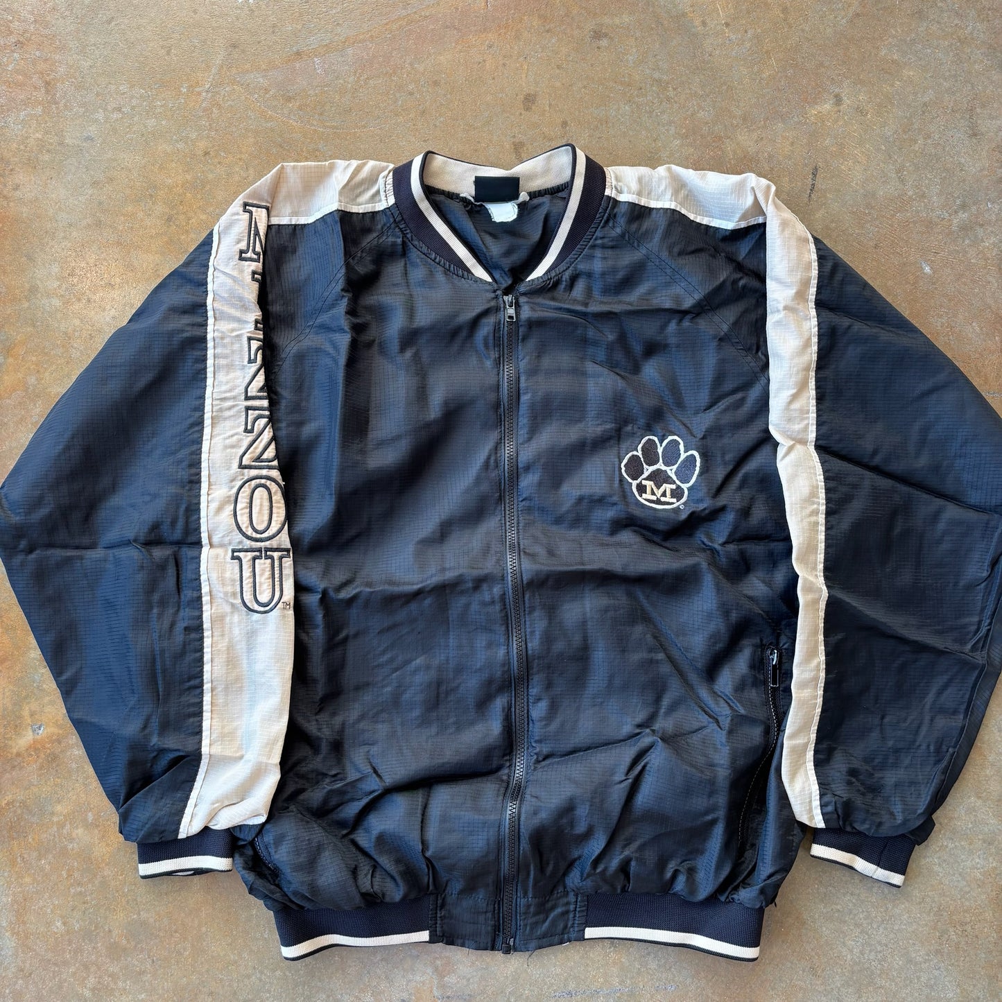 University of Missouri Tigers Embroidered Full Zip Windbreaker Jacket 90's - XL