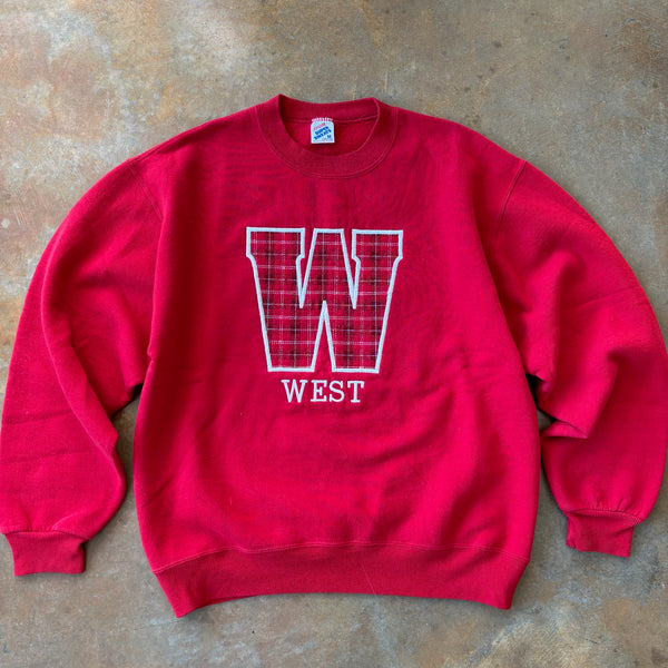 Embroidered West College Embroidered School Logo Crewneck Sweatshirt 90's - M