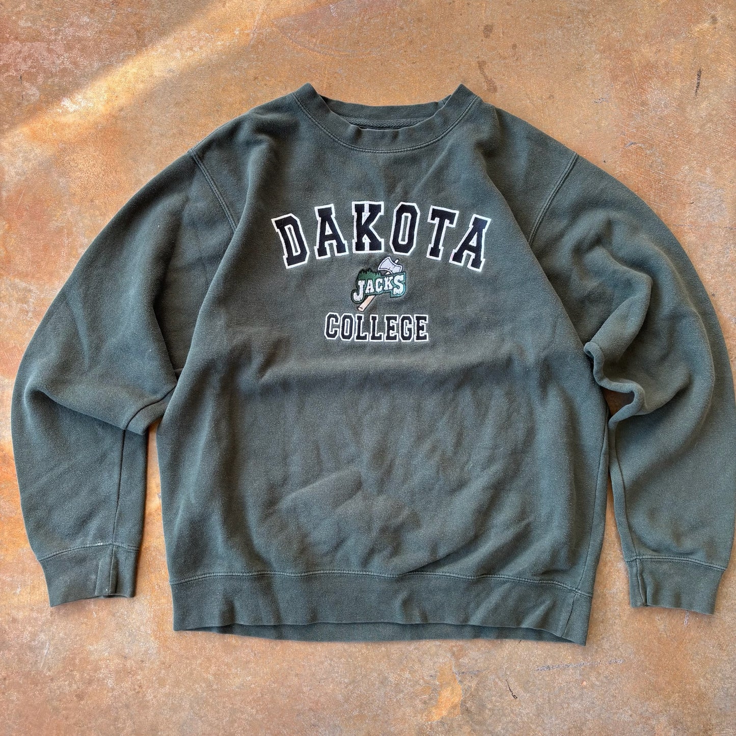 Dakota College Jacks Embroidered Center Logo Crewneck Sweatshirt 90's - L