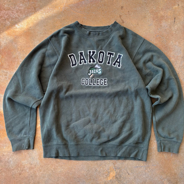 Dakota College Jacks Embroidered Center Logo Crewneck Sweatshirt 90's - L