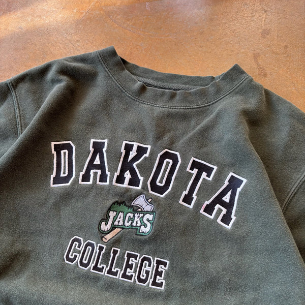 Dakota College Jacks Embroidered Center Logo Crewneck Sweatshirt 90's - L hover