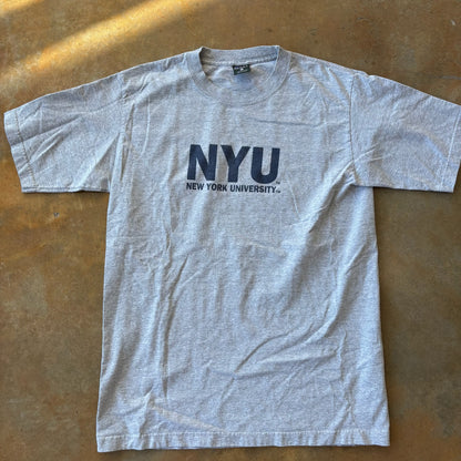 New York University NYU Gray Spellout Shirt 90's - M