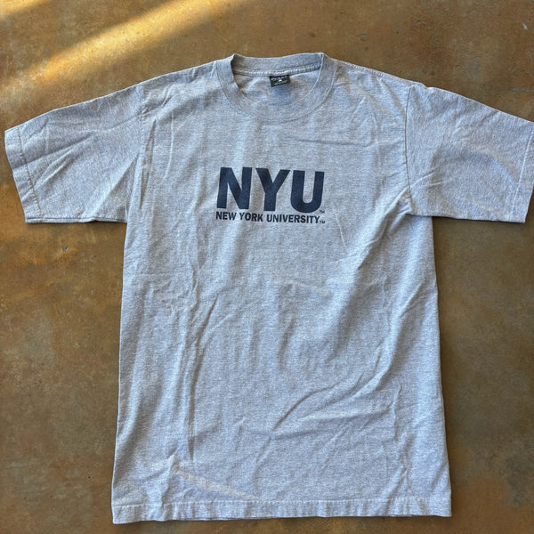 New York University NYU Gray Spellout Shirt 90's - M