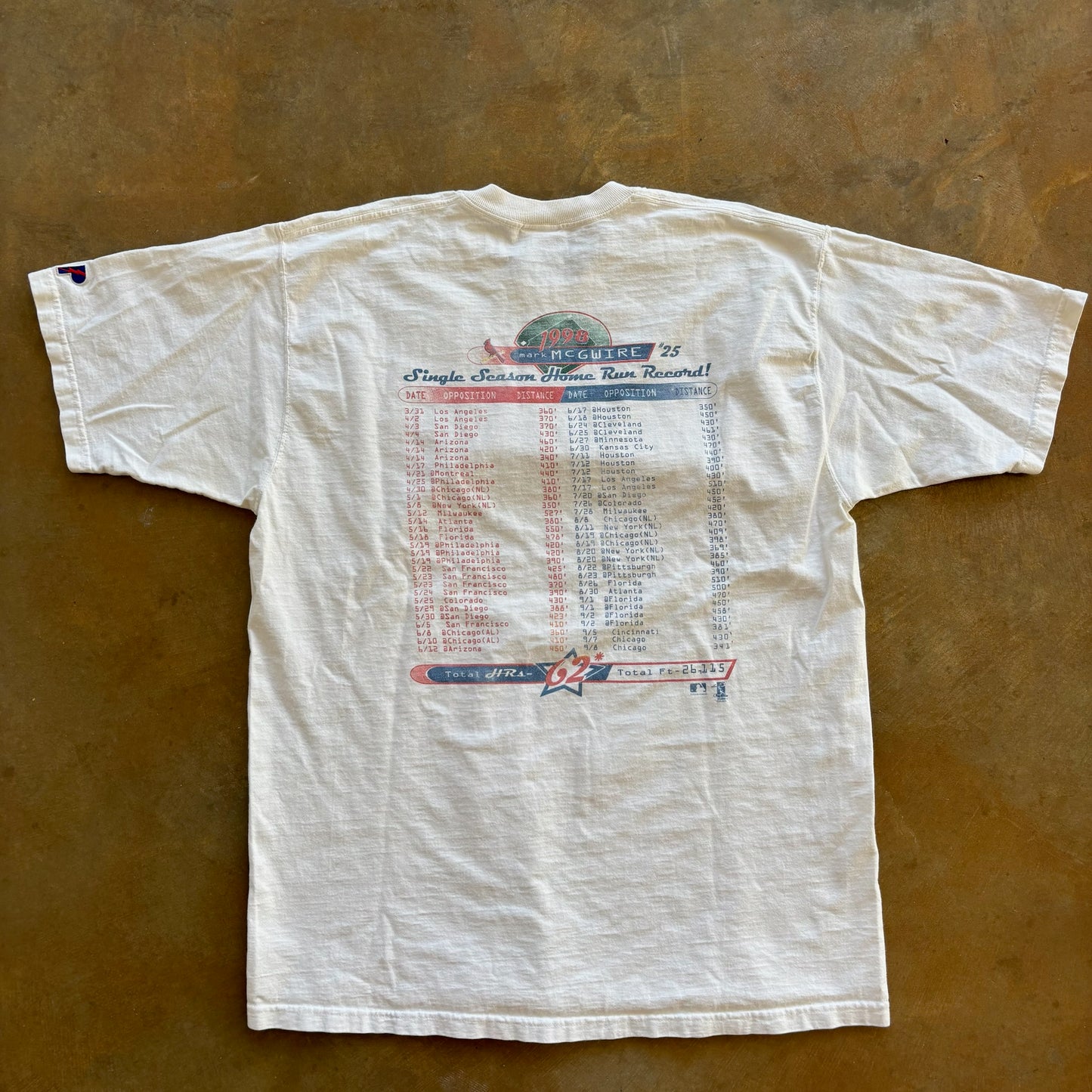 Mark McGwire Home Run Record 1998 White Pro Player Shirt 90's - XL