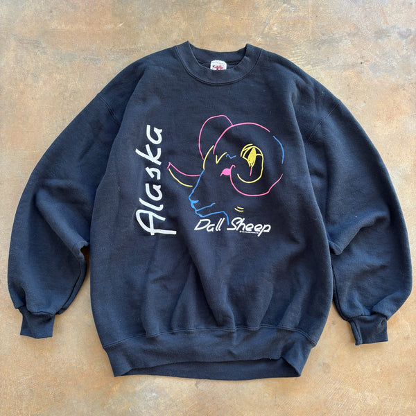 Alaska Dall Sheep Big Horn Graphic 1992 Crewneck Sweatshirt 90's - L