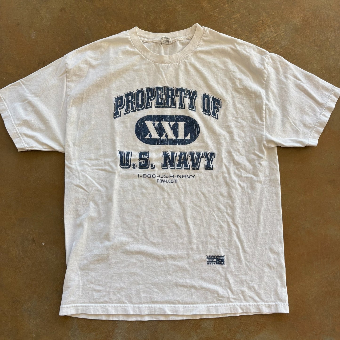 Property of U.S. Navy Graphic Tee Shirt White 00's - XL