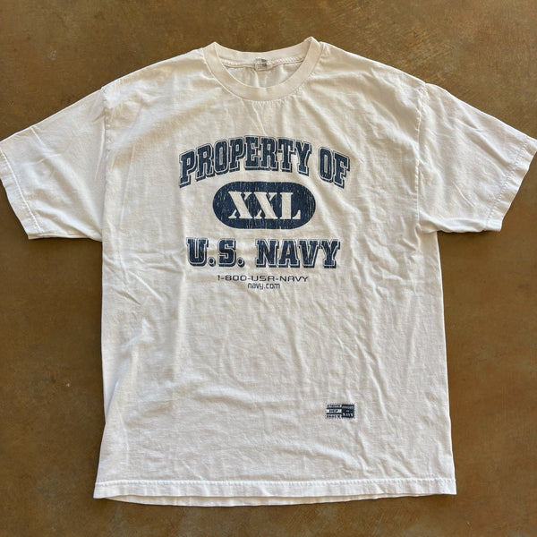 Property of U.S. Navy Graphic Tee Shirt White 00's - XL