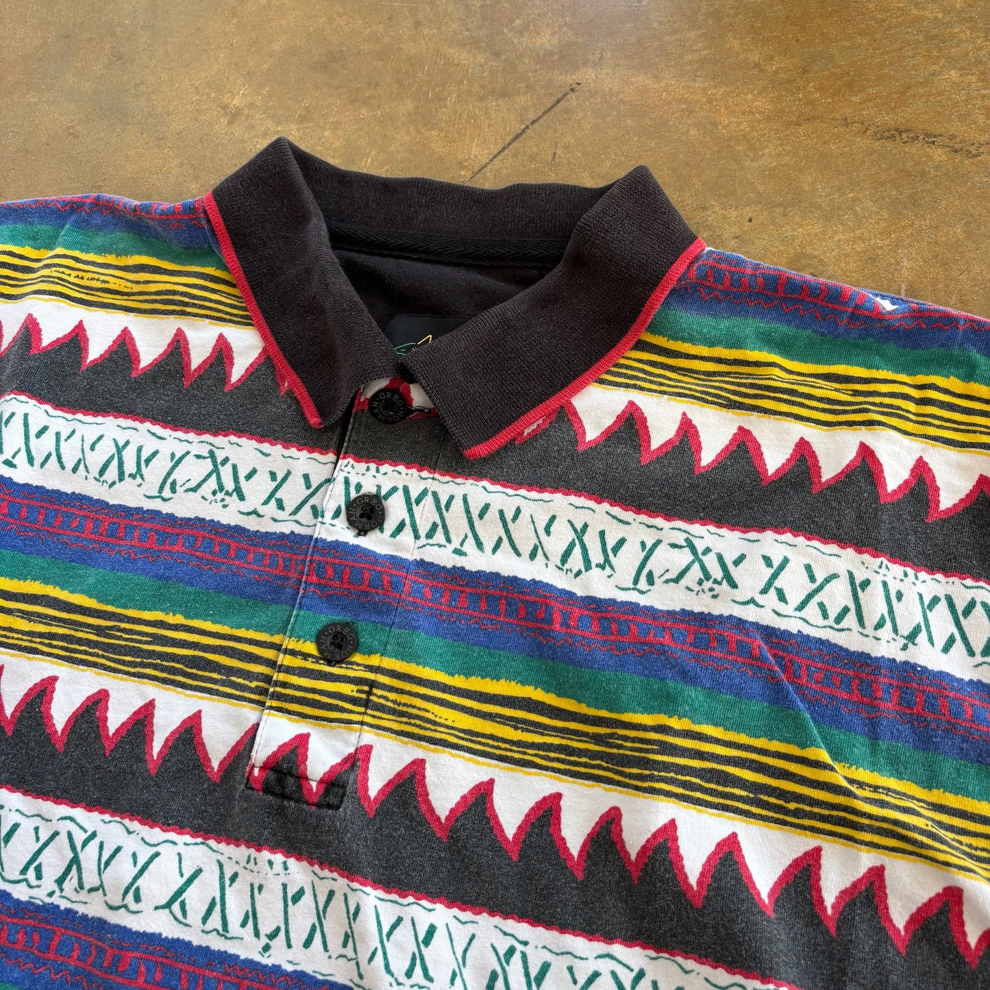 Greg Norman Aztec Abstract Colorful Polo Shirt 90's - XL