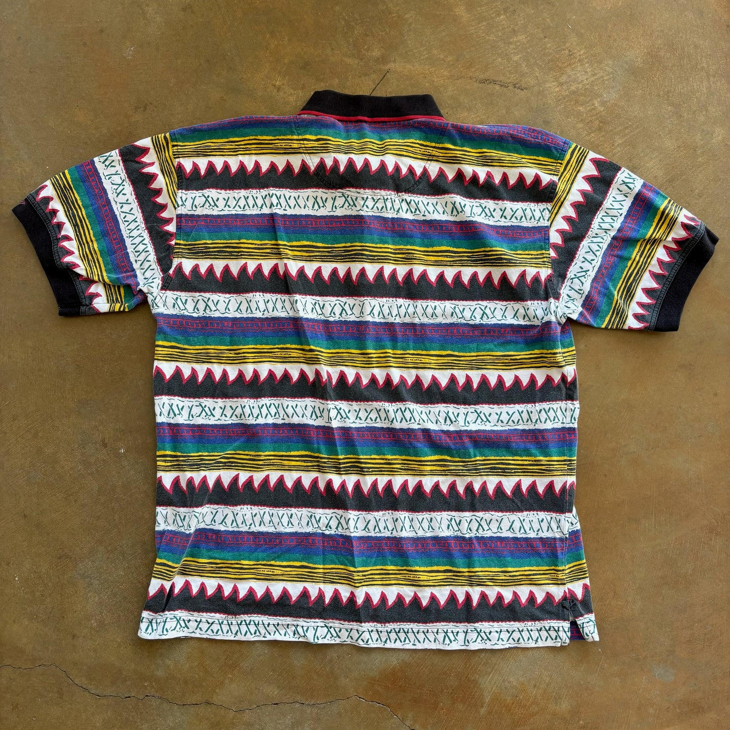 Greg Norman Aztec Abstract Colorful Polo Shirt 90's - XL