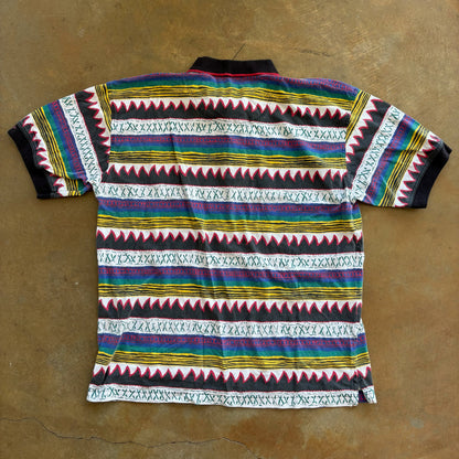 Greg Norman Aztec Abstract Colorful Polo Shirt 90's - XL