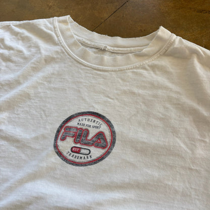 Fila Center Logo Thrashed Boxy Baggy Shirt Pump Cover 90's - 3XL