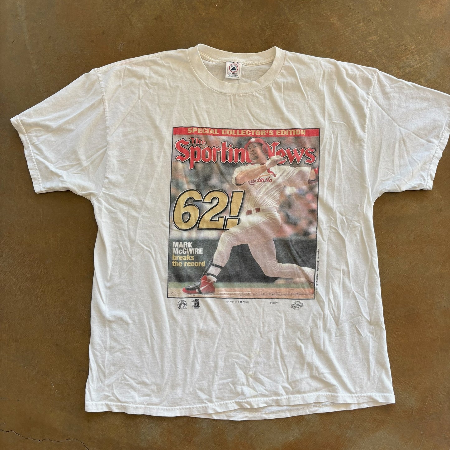 Mark McGwire St. Louis Cardinals Home Run Record 1998 Sporting News Shirt 90's - 2XL