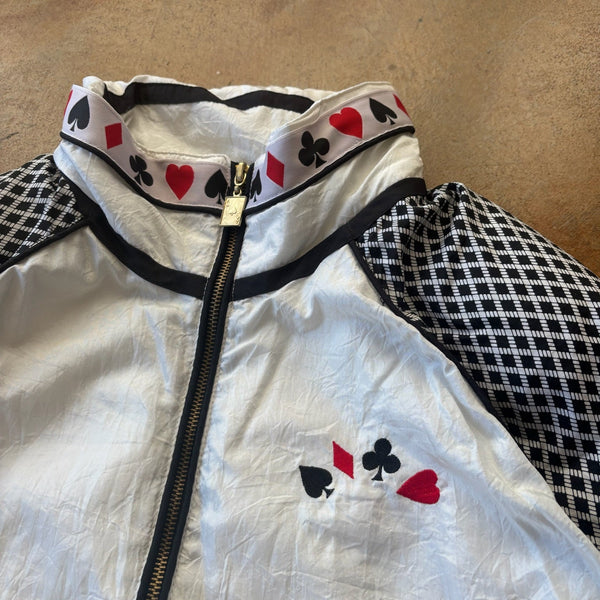 NWT Lavon Casino Poker Cards Full Zip Nylon Running Jacket 90's - L hover