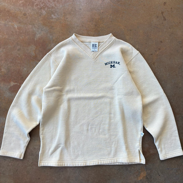 University of Michigan V Neck Sweatshirt Russell Athletic 00's - S