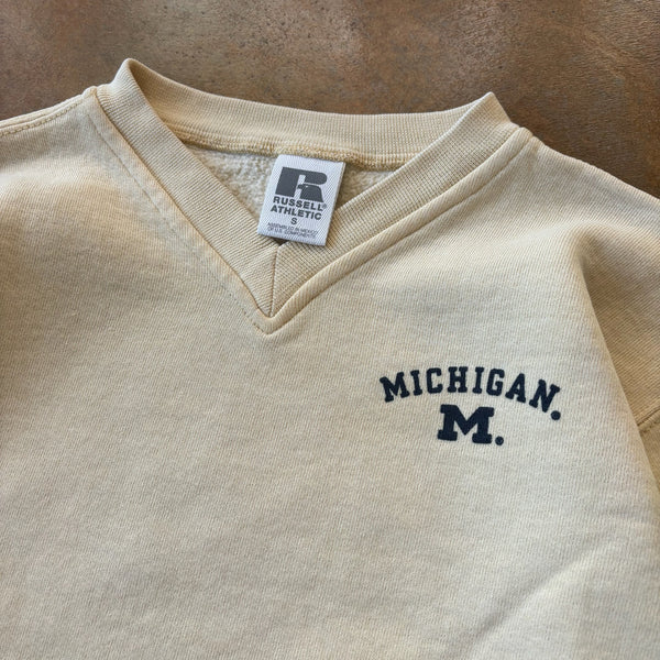 University of Michigan V Neck Sweatshirt Russell Athletic 00's - S hover