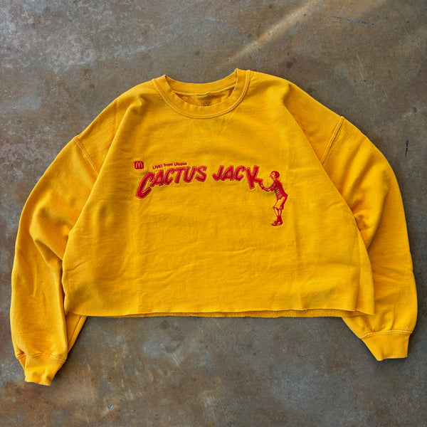 Travis Scott x McDonalds Cactus Jack Spelling Cropped Crewneck Sweater Gold - M