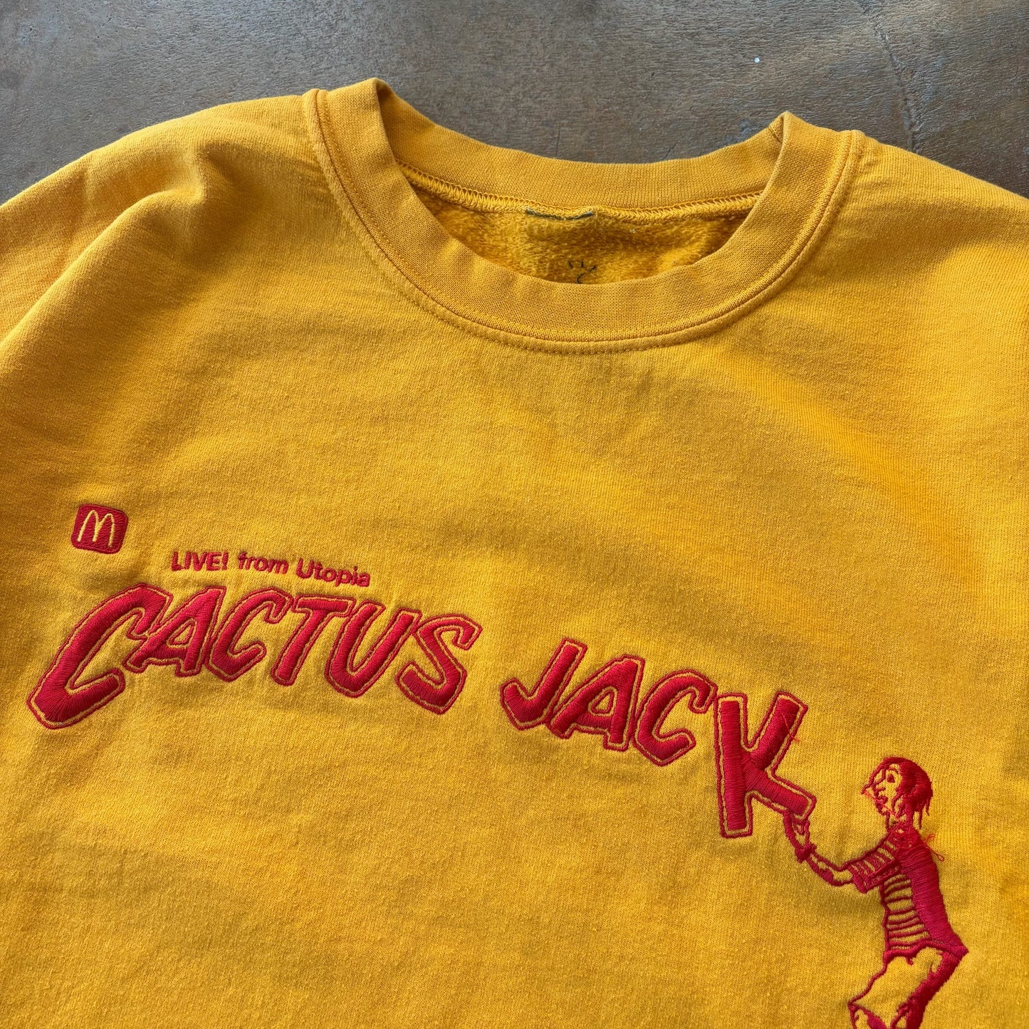 Travis Scott x McDonalds Cactus Jack Spelling Cropped Crewneck Sweater Gold - M