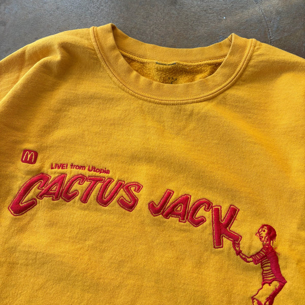 Travis Scott x McDonalds Cactus Jack Spelling Cropped Crewneck Sweater Gold - M hover