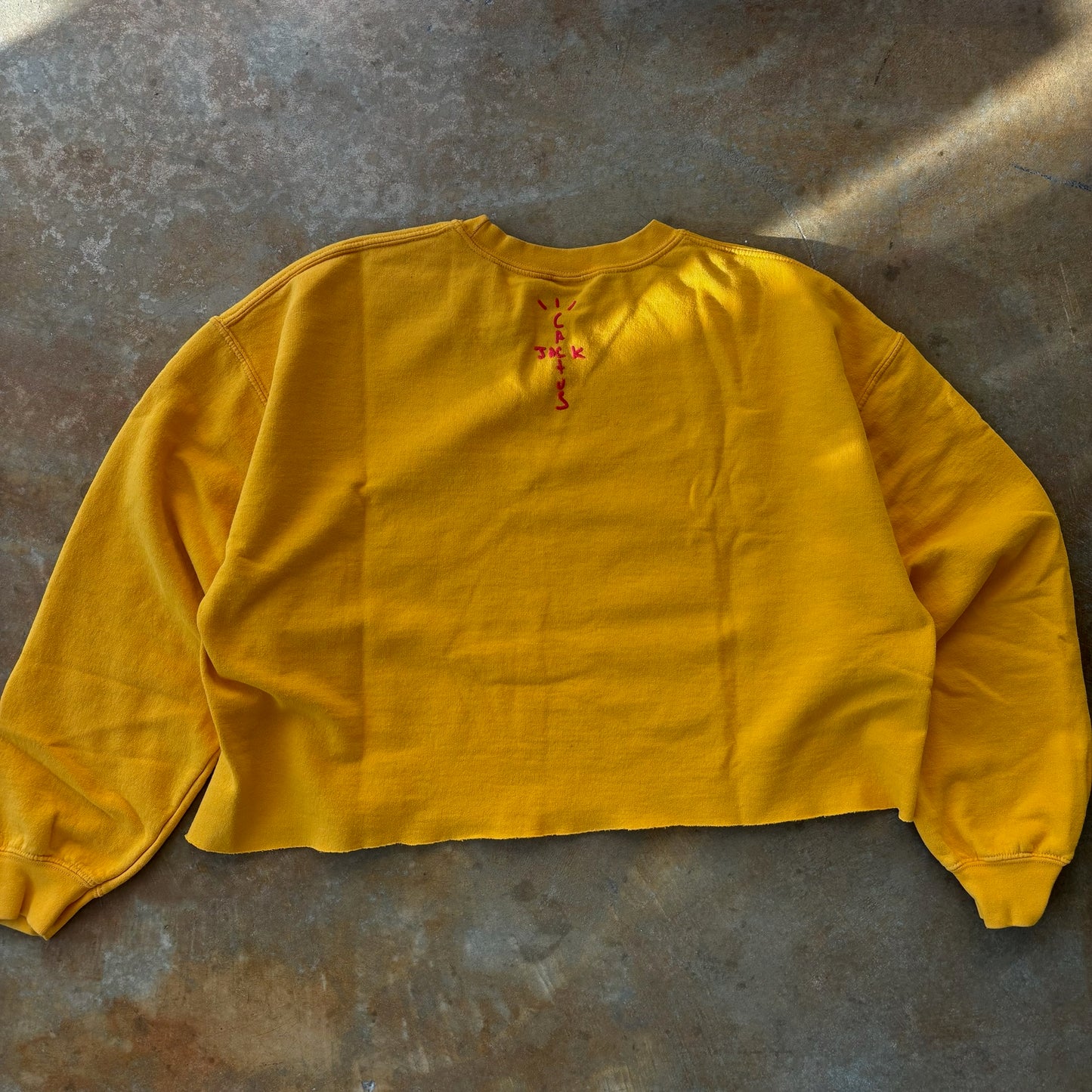 Travis Scott x McDonalds Cactus Jack Spelling Cropped Crewneck Sweater Gold - M