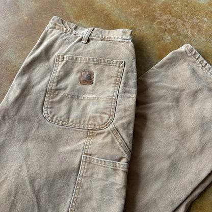 Carhartt Flannel Lined Carpenter Pants Brown 90's - 34
