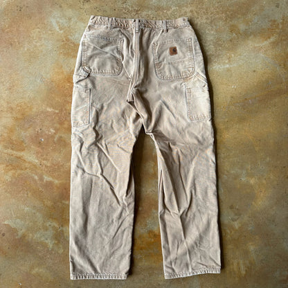 Carhartt Flannel Lined Carpenter Pants Brown 90's - 34