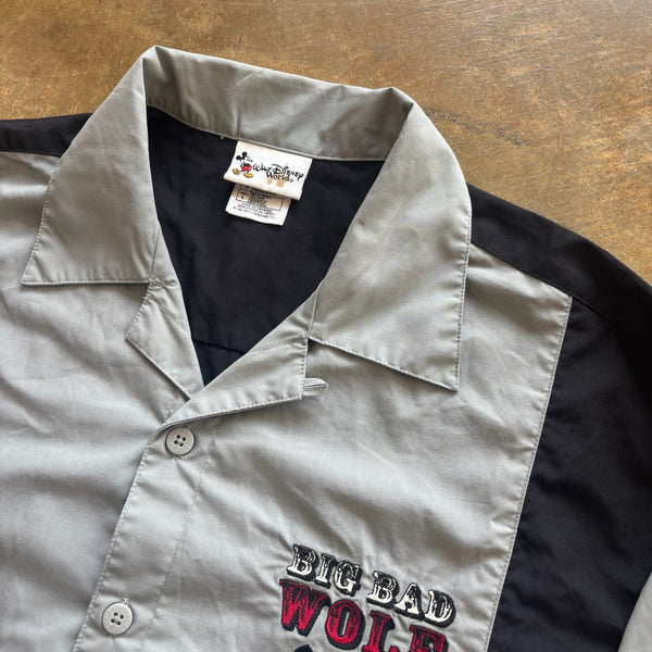 Walt Disney World Big Bad Wolf Texas Hold'em Poker Patch Button Up Shirt 90's - L hover