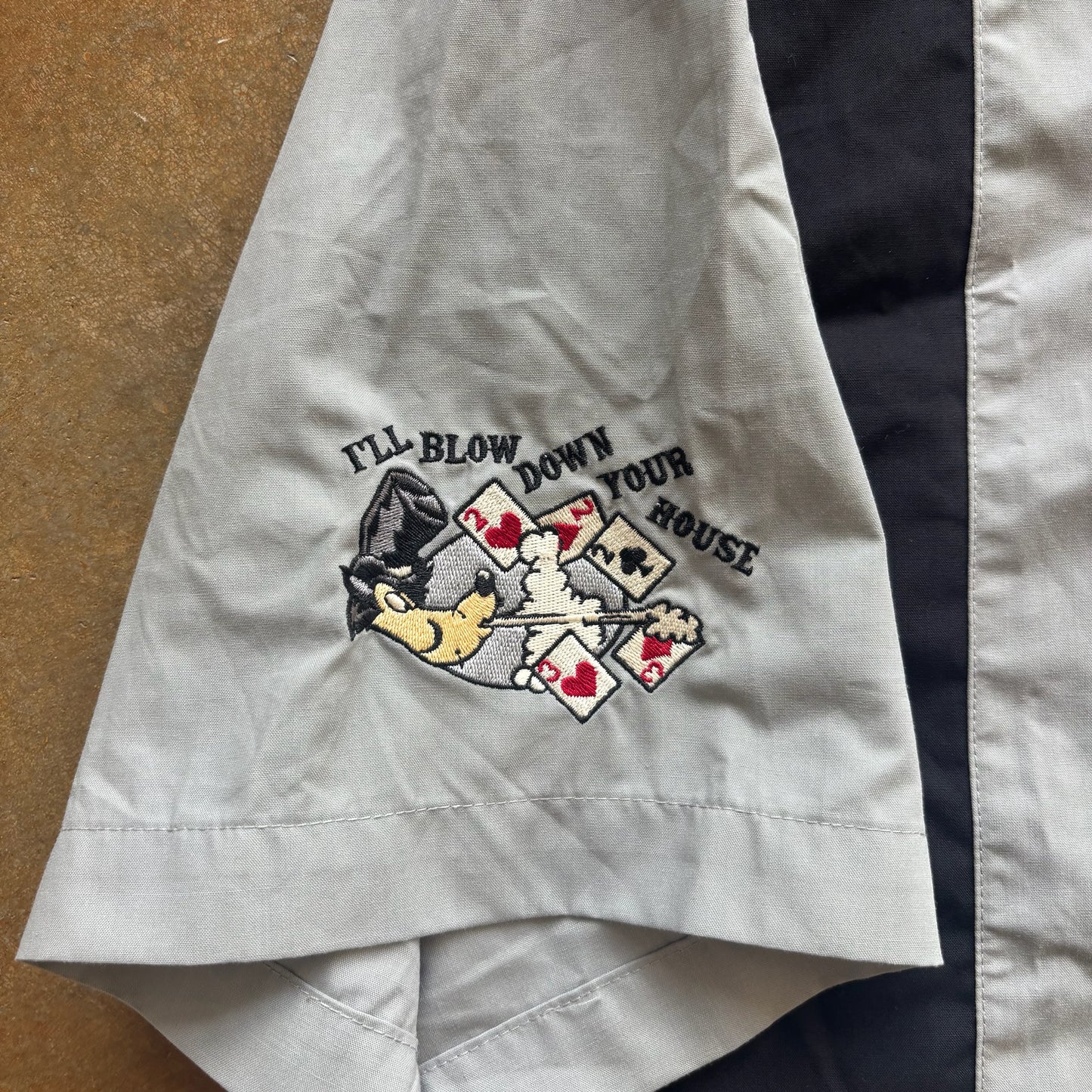 Walt Disney World Big Bad Wolf Texas Hold'em Poker Patch Button Up Shirt 90's - L
