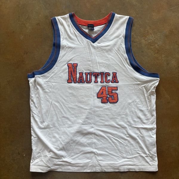 Nautica Sleeveless Embroidered Basketball Jersey #45 90's - 2XL