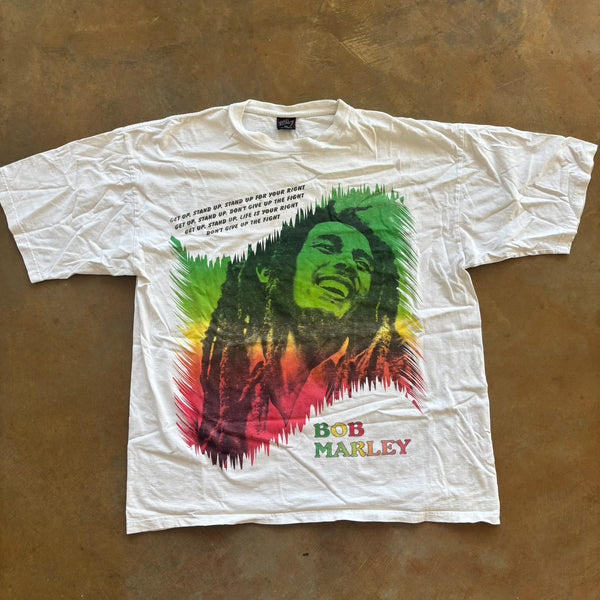 Bob Marley Get Up Stand Tour Band Shirt RARE White 90's - 2XL