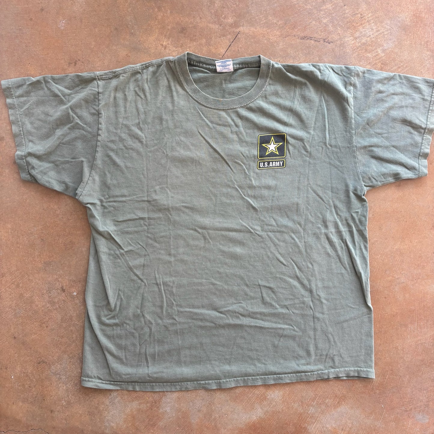 United States Army Strong Double Sided Graphic Olive Green Shirt 00's - XL
