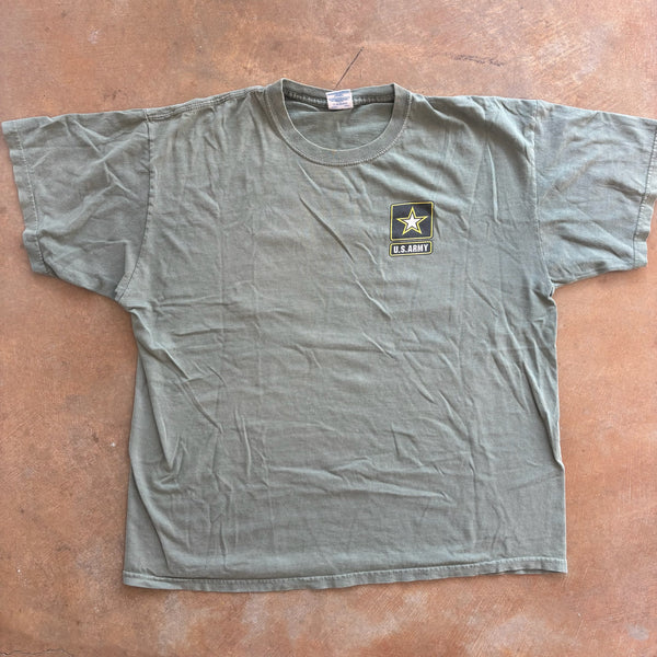 United States Army Strong Double Sided Graphic Olive Green Shirt 00's - XL