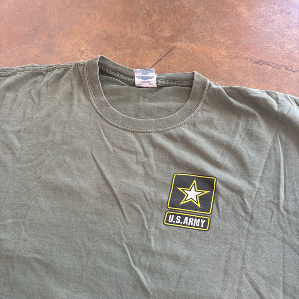 United States Army Strong Double Sided Graphic Olive Green Shirt 00's - XL hover