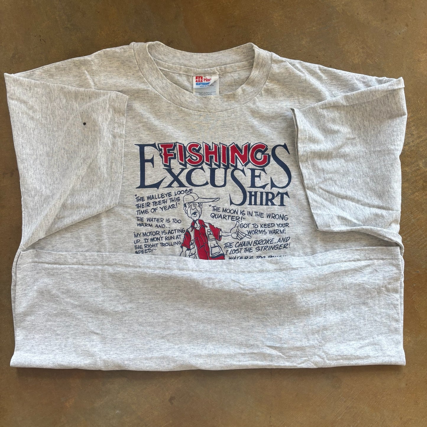 Fishing Excuses Fisherman Shirt Ontario Canada Graphic Funny Humor Shirt 90's - XL