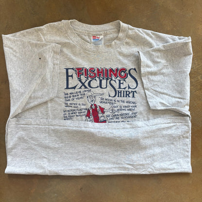 Fishing Excuses Fisherman Shirt Ontario Canada Graphic Funny Humor Shirt 90's - XL