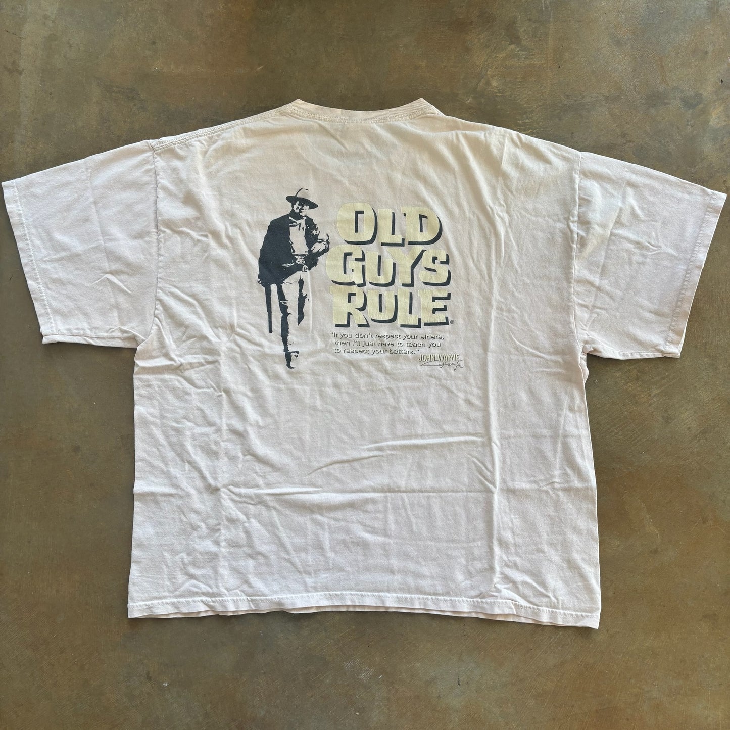 Old Guys Rule John Wayne Double Sided Graphic T Shirt 00's - 2XL