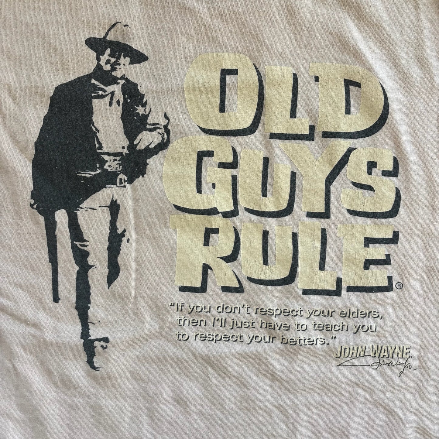 Old Guys Rule John Wayne Double Sided Graphic T Shirt 00's - 2XL