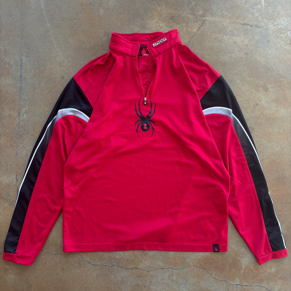 Spyder 1/4 Zip Jacket Pullover Ski Layer Web Graphic 90's - XL