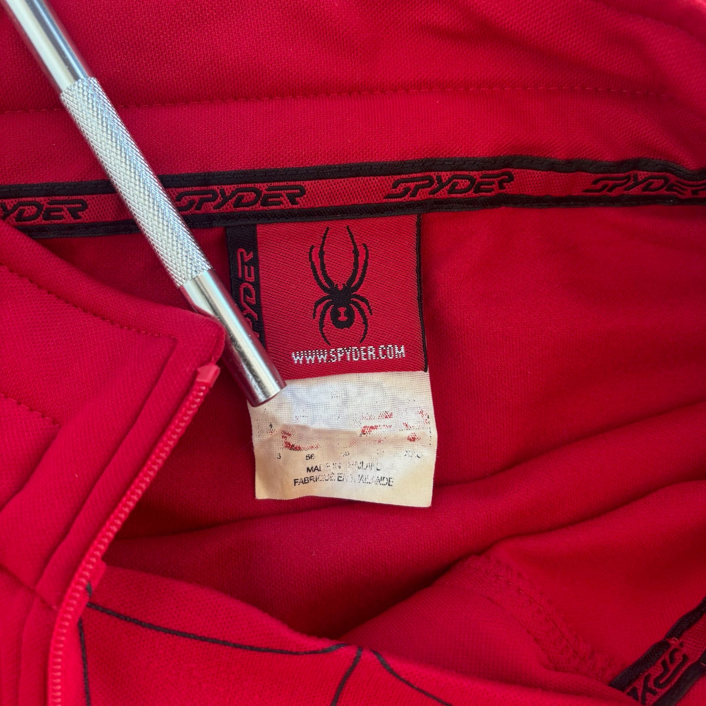 Spyder 1/4 Zip Jacket Pullover Ski Layer Web Graphic 90's - XL