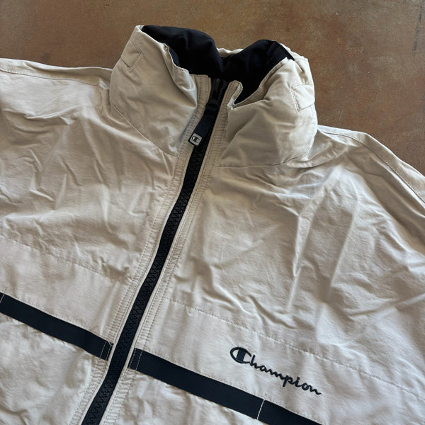 Champion Cream Jacket Oversized Packable Hood Full Zip 90's - L hover