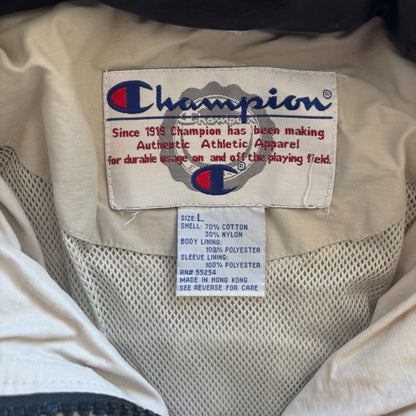 Champion Cream Jacket Oversized Packable Hood Full Zip 90's - L