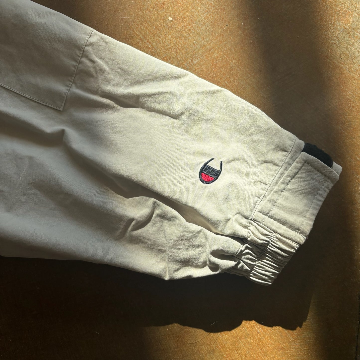 Champion Cream Jacket Oversized Packable Hood Full Zip 90's - L