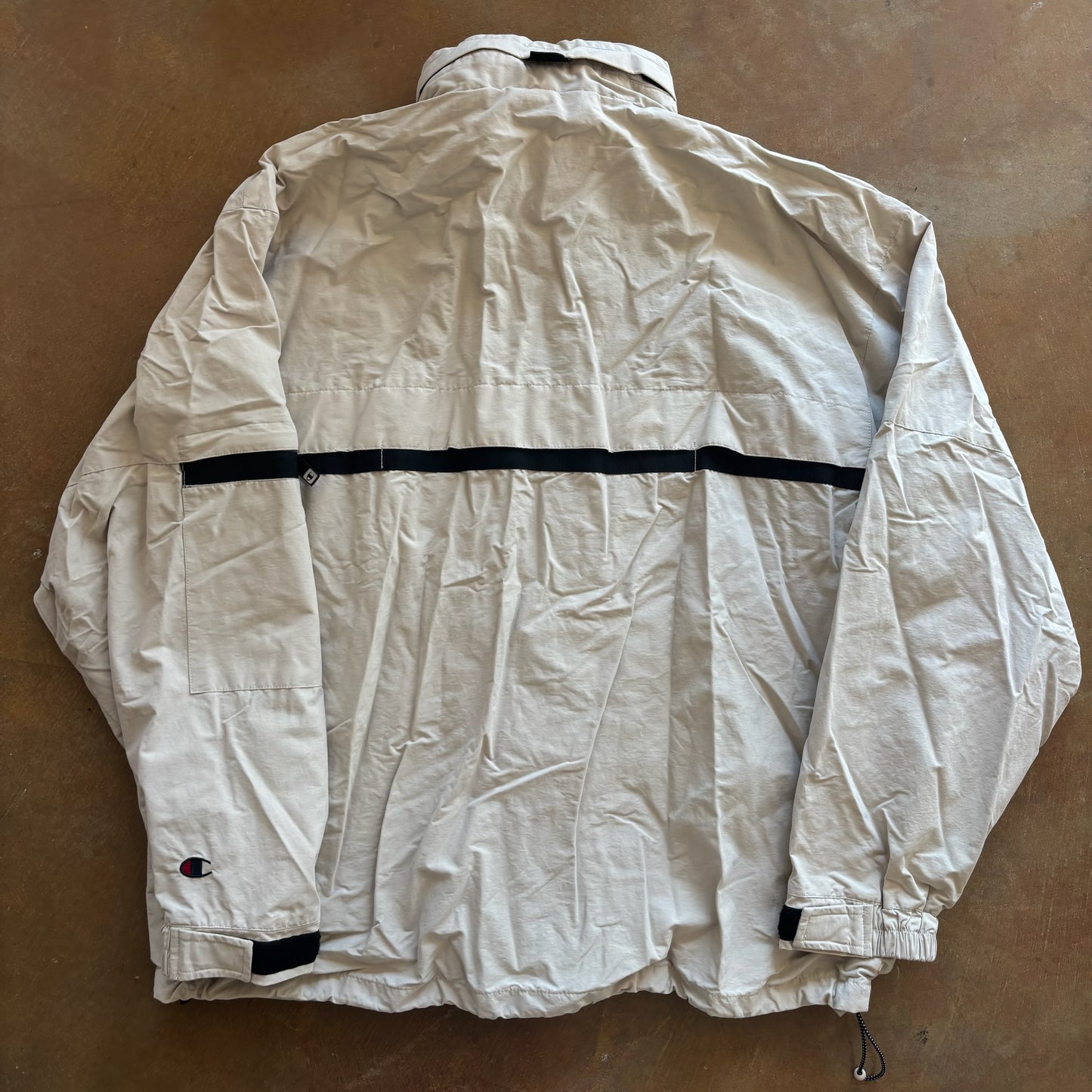 Champion Cream Jacket Oversized Packable Hood Full Zip 90's - L