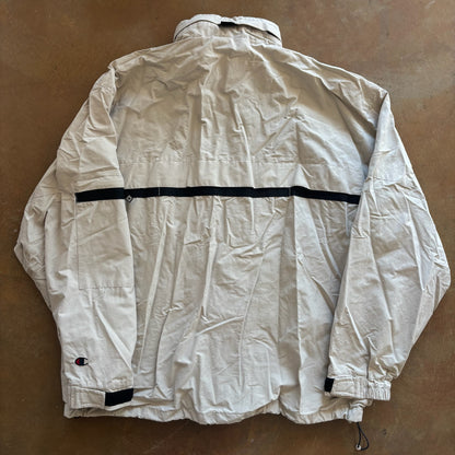 Champion Cream Jacket Oversized Packable Hood Full Zip 90's - L