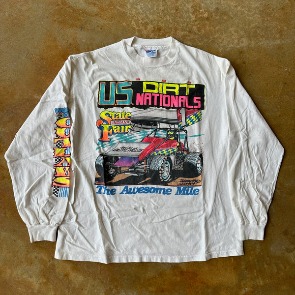 World of Outlaws Racing 1992 Double Sided White Shirt 90's - L